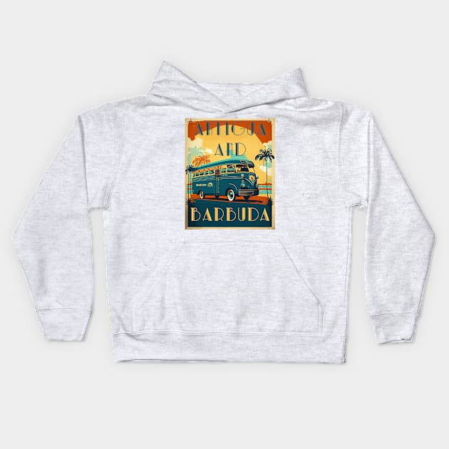 Antigua and Barbuda Vintage Travel Art Poster Kids Hoodie by OldTravelArt